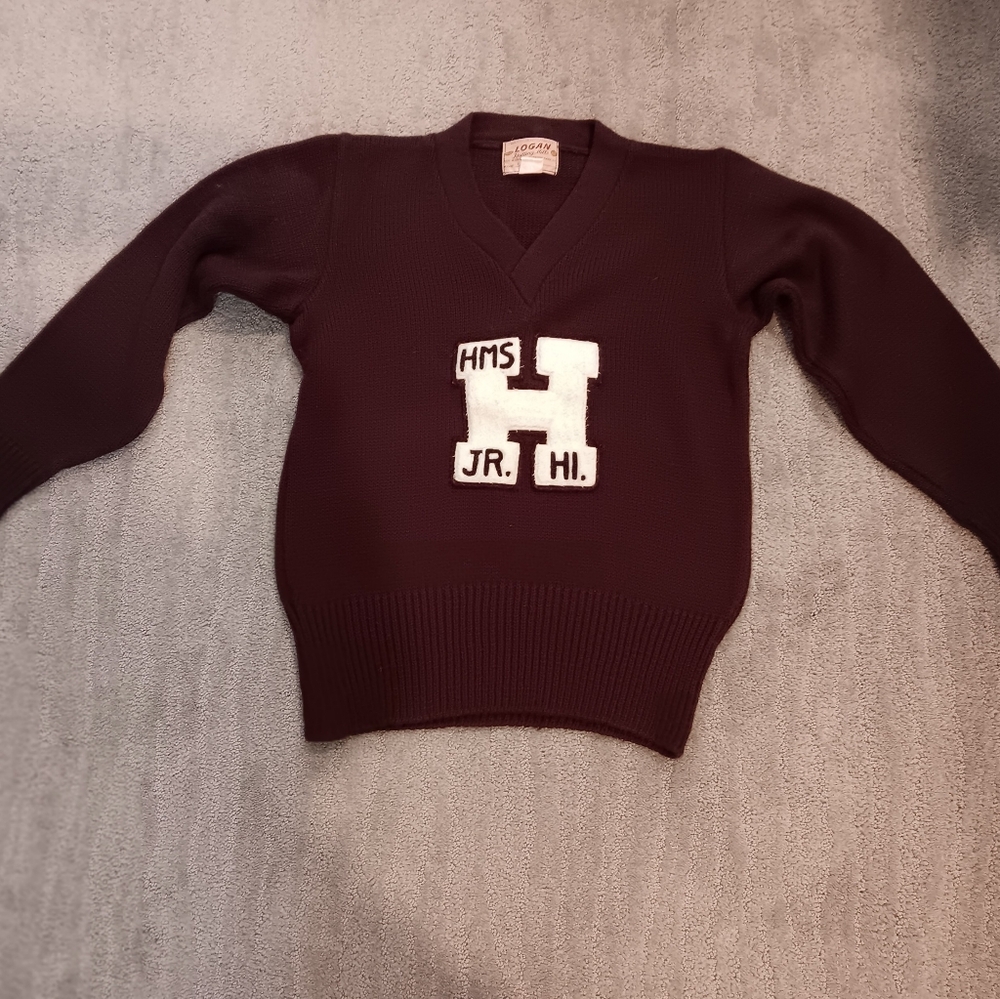 Classic Vintage Maroon Sweater with White Lettering Letterman